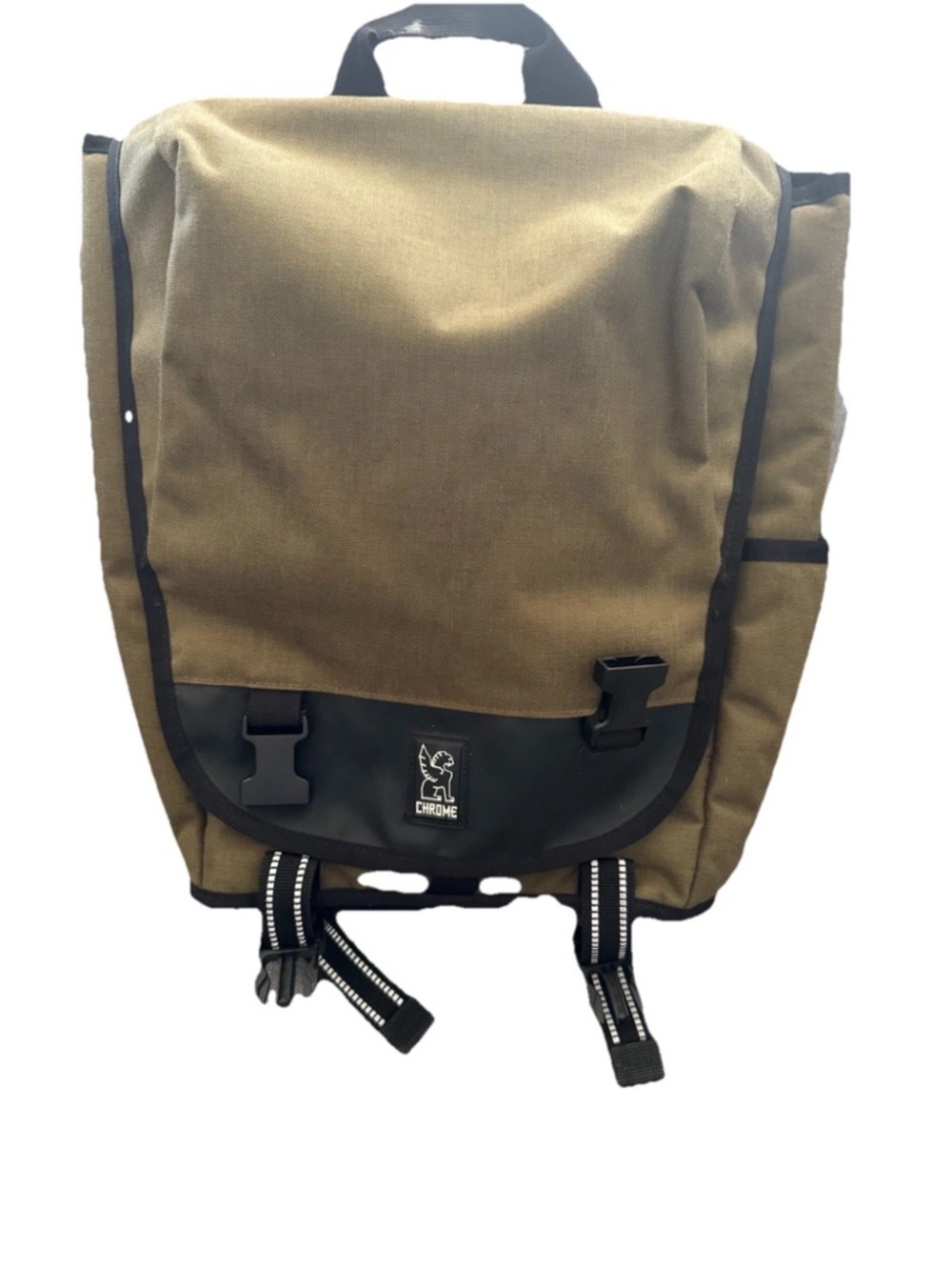 Chrome Industries Messenger Backpack Seatbelt Buckle Rolltop Laptop Bag Brown